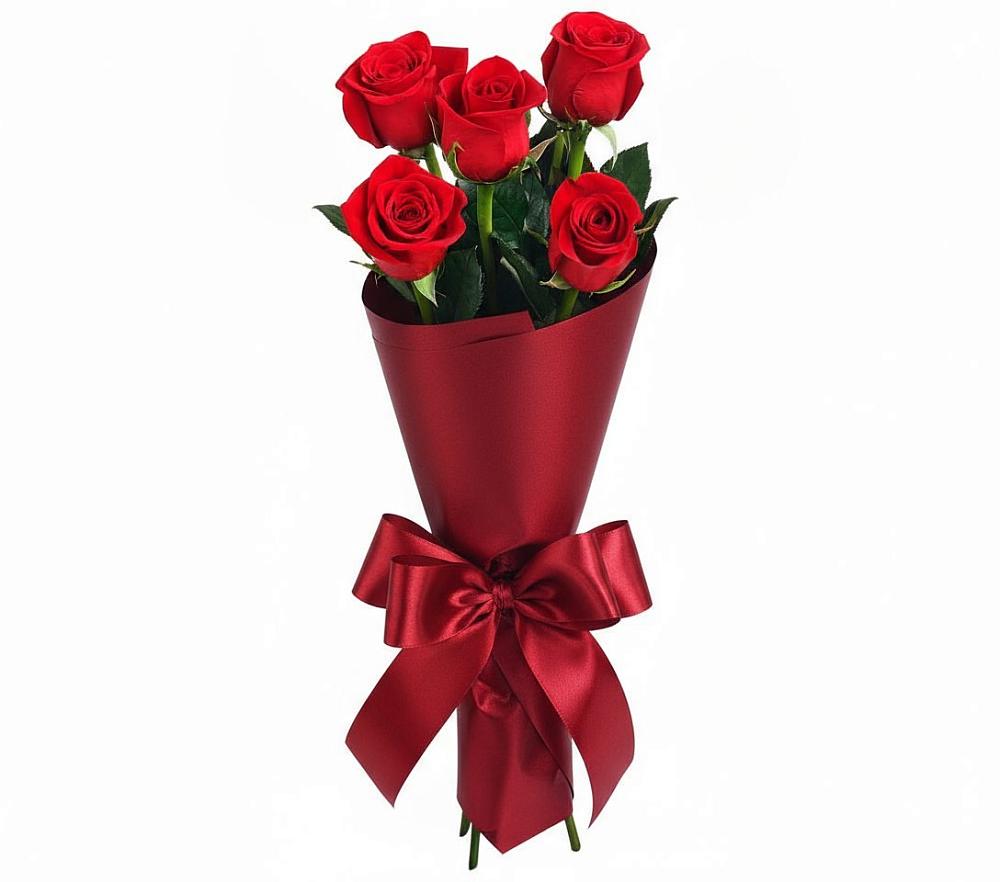 Букет 5 Красных роз Эдлесс Лав в Новичихе
