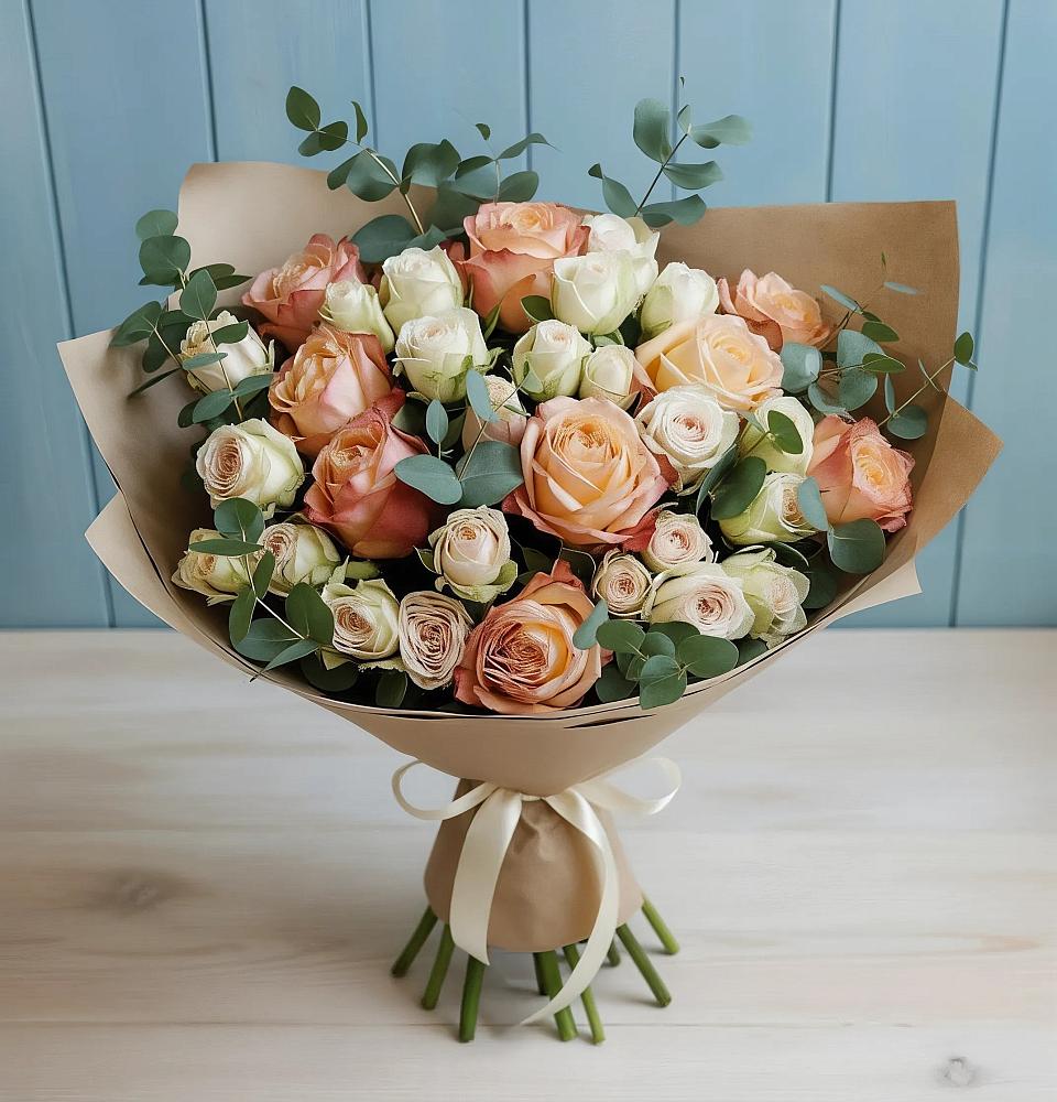 Букет цветов из: Альстромерии и Розы в Новичихе