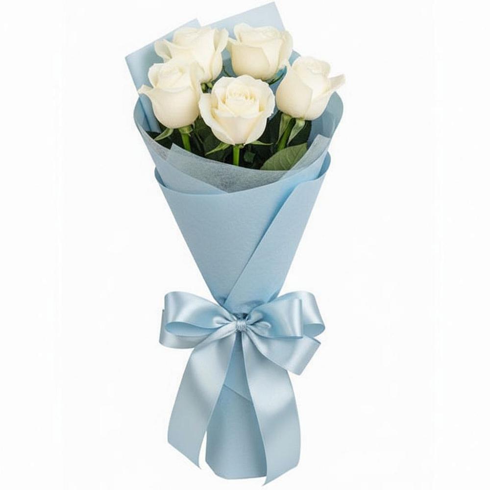 Букет 5 Белых роз Проуд в Новичихе
