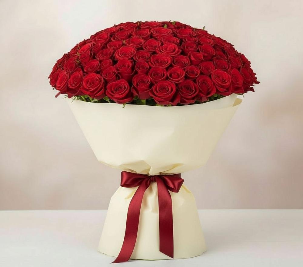 Букет 101 Красная роза Милано в Новичихе