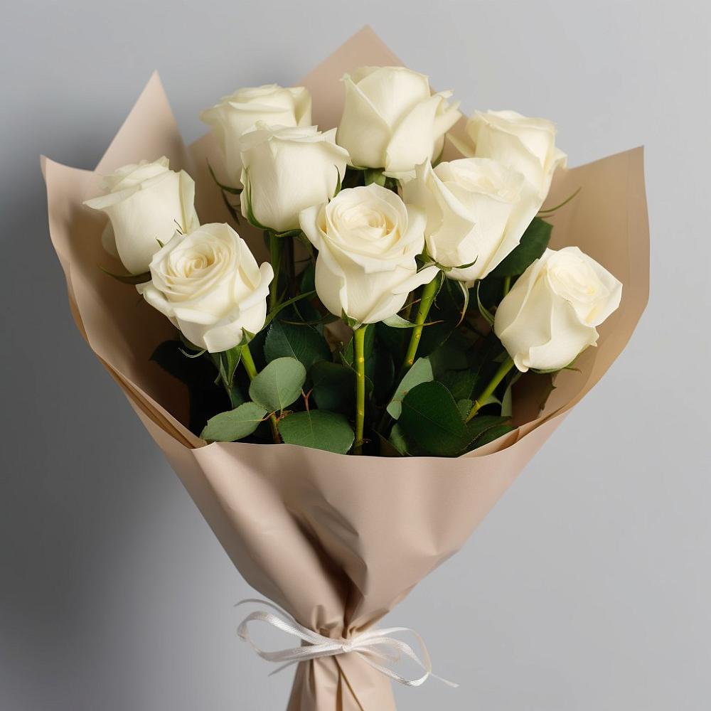 Букет 9 Белых роз Эдлесс Лав в Новичихе