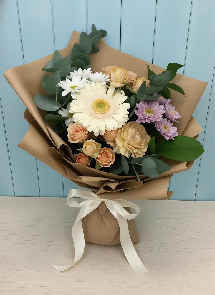 Букет цветов из: Герберы и Хризантемы в Новичихе