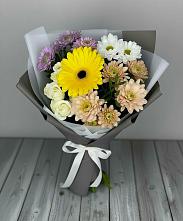 Букет цветов из:  Розы, Герберы и Хризантемы #REPLACE_PRED# Новичихе