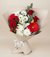 Букет цветов из:  Розы, Хризантемы, Герберы и Лилии #REPLACE_PRED# Новичихе
