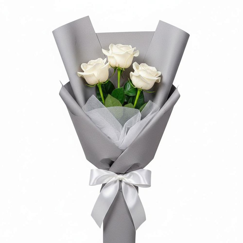 Букет 3 белые розы в Новичихе