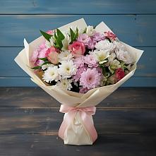 Букет цветов из:  Хризантемы, Альстромерии и Розы в Новичихе