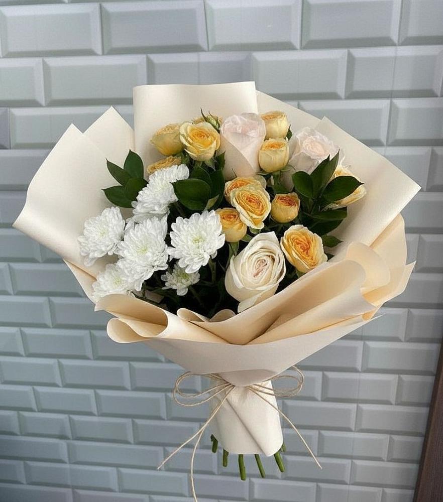 Букет цветов из: Розы и Хризантемы в Новичихе