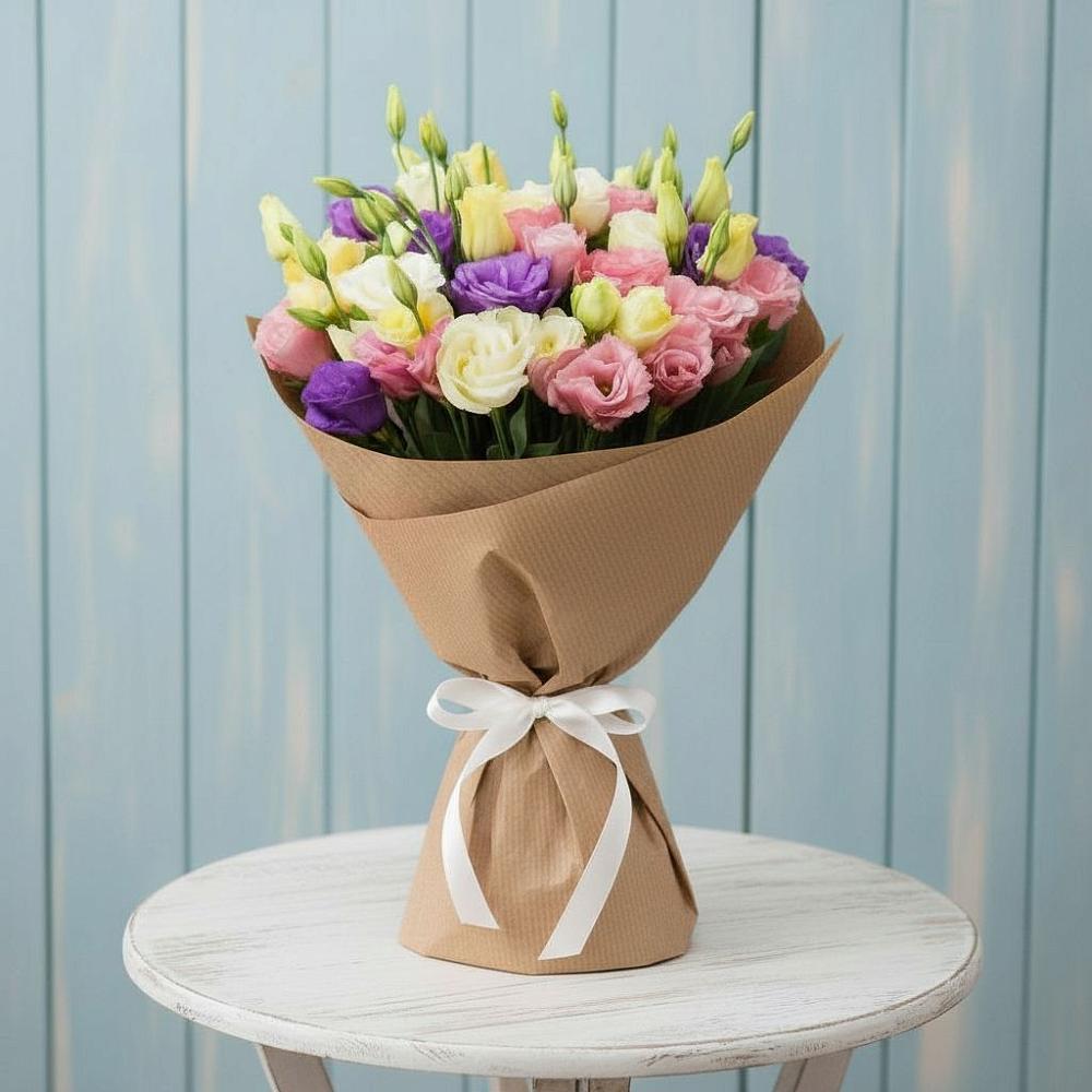 Букет цветов из: Лизиантусы в Новичихе