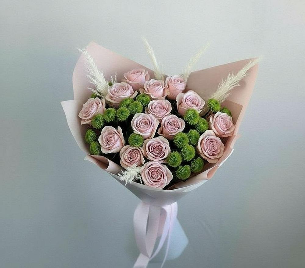 Букет цветов из: Розы и Хризантемы в Новичихе