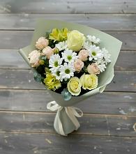 Букет цветов из:  Альстромерии, Розы и Хризантемы в Новичихе