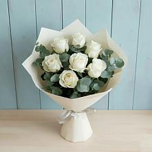 Букет Белые розы в Эвкалипте #REPLACE_PRED# Новичихе
